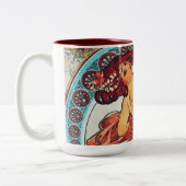 Alphonse Mucha Tanz Vintage Jugendstil-Malerei Zweifarbige Tasse (Links)