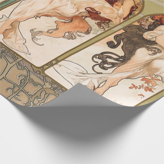 Alphonse Mucha The Seasons 1897 Art Nouveau Geschenkpapier (Ecke)