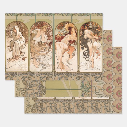 Alphonse Mucha The Seasons 1897 Art Nouveau Geschenkpapier Set (Set)