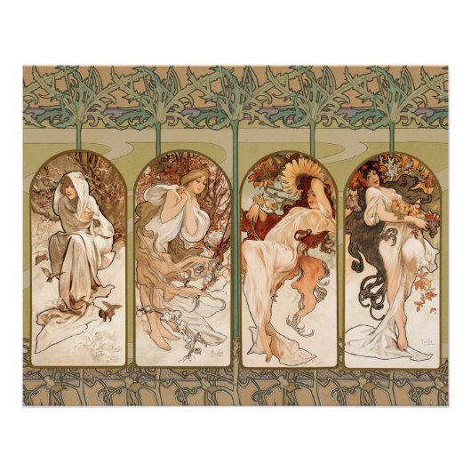 Alphonse Mucha The Seasons 1897 Art Nouveau Poster (Vorderseite)
