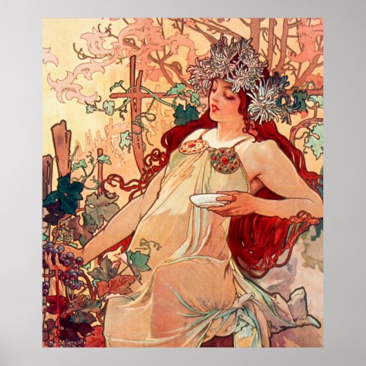Alphonse Mucha, The Seasons, Autumn (1896)  Poster (Vorne)