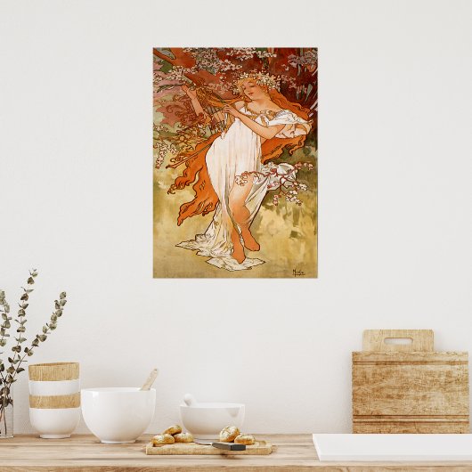Alphonse Mucha - The spring - The Seasons Poster (Küche)