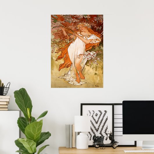 Alphonse Mucha - The spring - The Seasons Poster (Heimbüro)