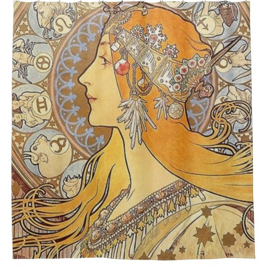 Alphonse Mucha Tierkreis Duschvorhang (Vorderseite)