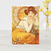 Alphonse Mucha Topaz Grußkarte Karte (Gelbe Blume)