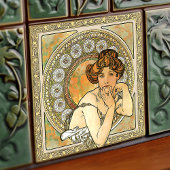 Alphonse Mucha Topaz Vintage Jugendstil Fliese