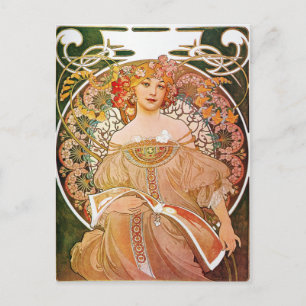 Alphonse Mucha, Träumerei/Tagesglaube, 1896. Postkarte