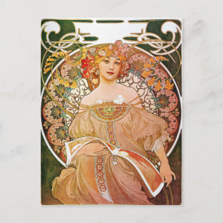 Alphonse Mucha, Träumerei/Tagesglaube, 1896. Postkarte