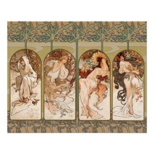 Alphonse Mucha Vier Jahreszeiten 1897 Art Nouveau  Poster