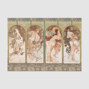 Alphonse Mucha Vier Jahreszeiten 1897 Art Nouveau  Seidenpapier