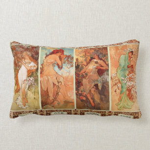 Alphonse Mucha Vier Jahreszeiten Art Nouveau Lendenkissen
