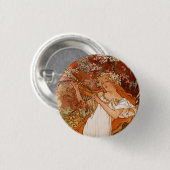 Alphonse Mucha, Vier Jahreszeiten, Frühling Button (Vorne & Hinten)