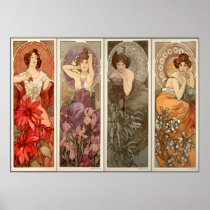 Alphonse Mucha, vier Wertvolle Steine Poster