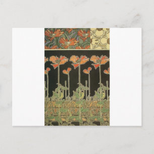 Alphonse Mucha Vintag Popular Art Nouveau Poppies Postkarte