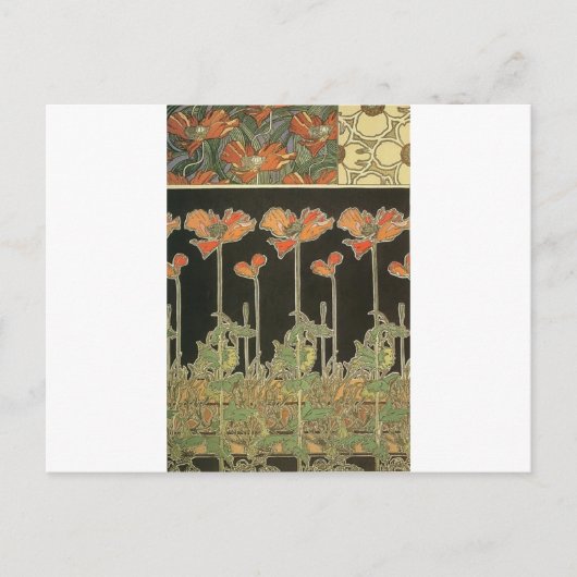 Alphonse Mucha Vintag Popular Art Nouveau Poppies Postkarte (Vorderseite)