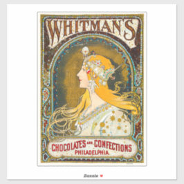Alphonse Mucha Vintag Whitman's Ad Aufkleber
