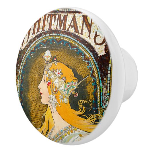 Alphonse Mucha Vintag Whitman's Ad Keramikknauf (Rechts)
