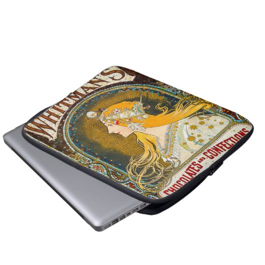 Alphonse Mucha Vintag Whitman's Ad Laptopschutzhülle (Vorne Knopf)