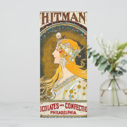 Alphonse Mucha Vintag Whitman's Ad Menükarte (Stehend Vorderseite)