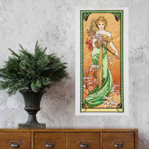 Alphonse Mucha Vintage Plakatwand Dekoration