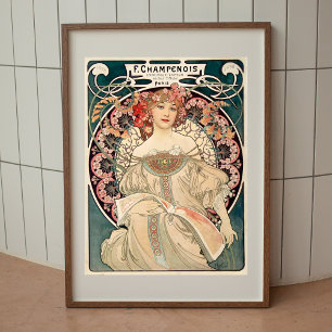Alphonse Mucha Vintage Plakatwand Kunst Poster