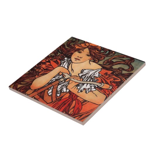 Alphonse Mucha Vintages Fahrrad Fliese (Seite)