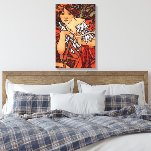 Alphonse Mucha Vintages Fahrrad Leinwand Poster (Insitu (Schlafzimmer))