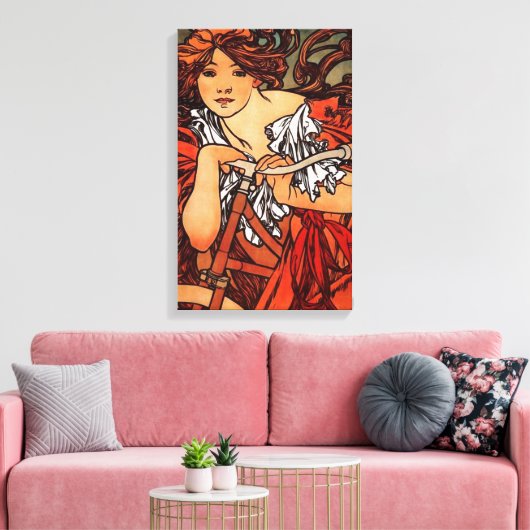 Alphonse Mucha Vintages Fahrrad Leinwand Poster (Insitu (Wohnzimmer))