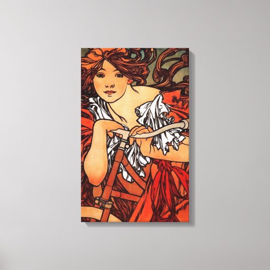 Alphonse Mucha Vintages Fahrrad Leinwand Poster (Vorderseite)