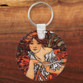 Alphonse Mucha Vintages Fahrrad Schlüsselanhänger (Vorderseite)