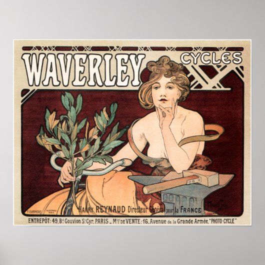 Alphonse Mucha Waverly Cycles Vintage Poster Art (Vorne)