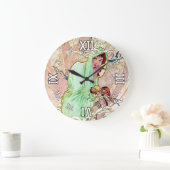 Alphonse Mucha Winter II Große Wanduhr (Zuhause)