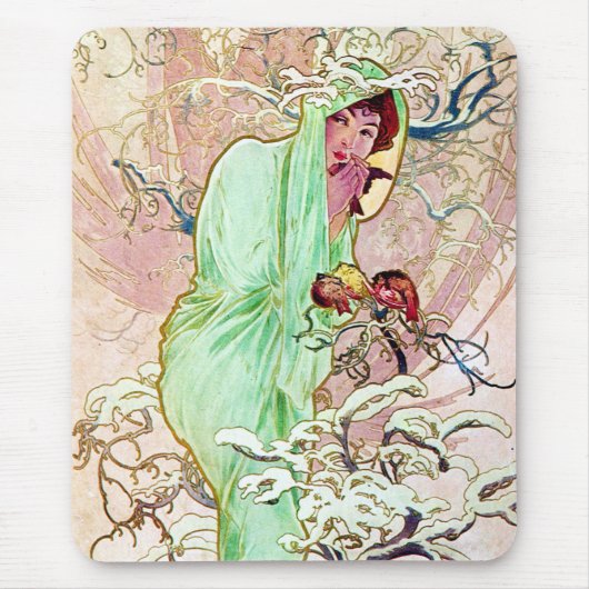 Alphonse Mucha Winter II Mousepad (Vorne)