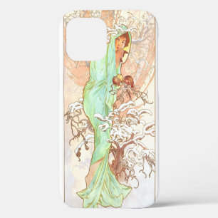 Alphonse Mucha Winter Vintage Art Nouveau Gemälde iPhone 12 Hülle