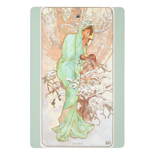 Alphonse Mucha Winter Vintage Jugendstil-Malerei Mini Klemmbrett