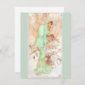 Alphonse Mucha Winter Vintage Jugendstil-Malerei Postkarte (Vorne/Hinten)