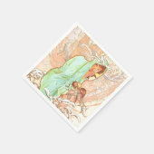 Alphonse Mucha Winter Vintage Jugendstil-Malerei Serviette (Ecke)