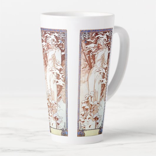 Alphonse Mucha - Winter White Milchtasse (Rechte Ecke)