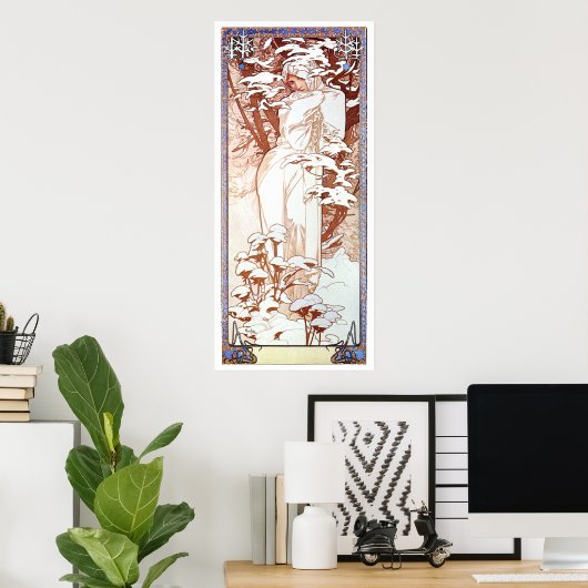 Alphonse Mucha - Winter White Poster (Heimbüro)