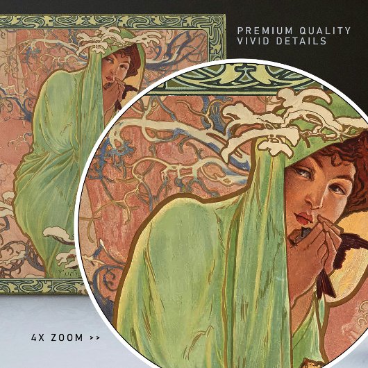 Alphonse Mucha Wintersaison Jugendstil Vintag Fliese