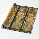 Alphonse Mucha, wunderschöne Damen, Art Deco Geschenkpapier (Ungerollt)
