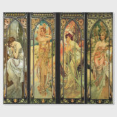Alphonse Mucha, wunderschöne Ladys, Art Deco Geschenkpapier (Flach)