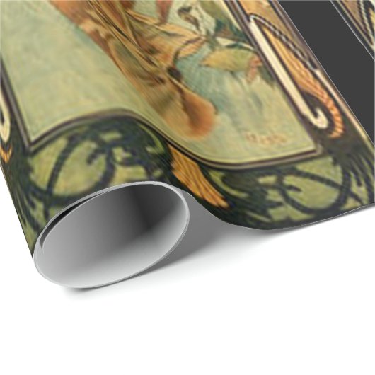Alphonse Mucha, wunderschöne Ladys, Art Deco Geschenkpapier (Rolleneckpunkt)