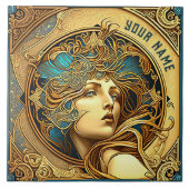 Alphonse Mucha Zodiac Deco Jugendstil Ceram Fliese (Vorderseite)