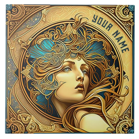 Alphonse Mucha Zodiac Deco Jugendstil Ceram Fliese (Vorderseite)