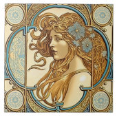 Alphonse Mucha Zodiac Deco Jugendstil Ceram Fliese (Vorderseite)