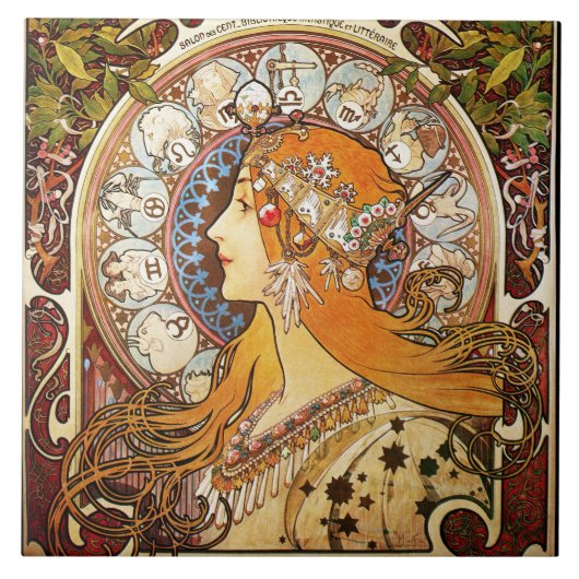 Alphonse Mucha Zodiac Fliese (Vorderseite)