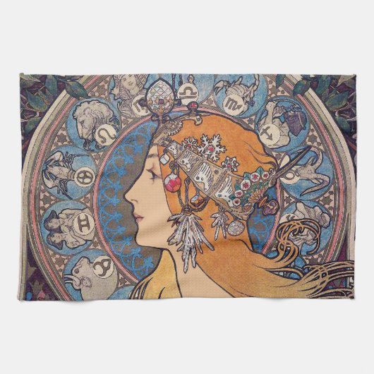 Alphonse Mucha , “ Zodiac ” Geschirrtuch (Horizontal)