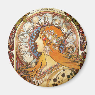 Alphonse Mucha Zodiac Magnet