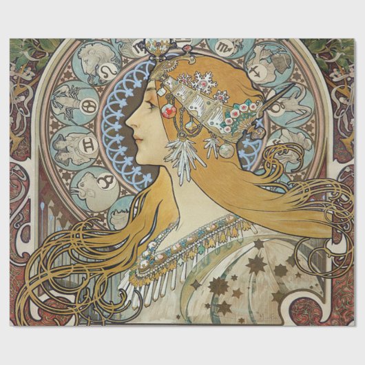 Alphonse Mucha Zodiac Reloring Geschenkpapier (Flach)